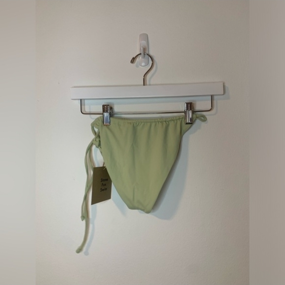 NWT Stone Fox Swim River Bikini Bottom with Side Tie Pale Green Aloe Wash XS - Picture 2 of 3